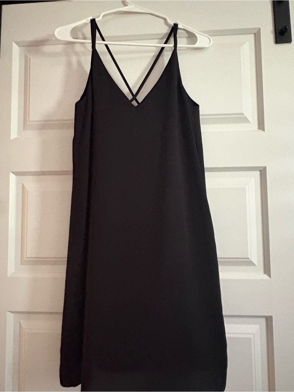 Topshop Black V-Neck Slip Dress with Crisscross Straps